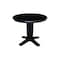 International Concepts 36 in. Solid Wood Round Top Dining Table with 2 Chairs in Black/Distressed Oak K46-36RT-23B-C42-2-2 - alternate 2